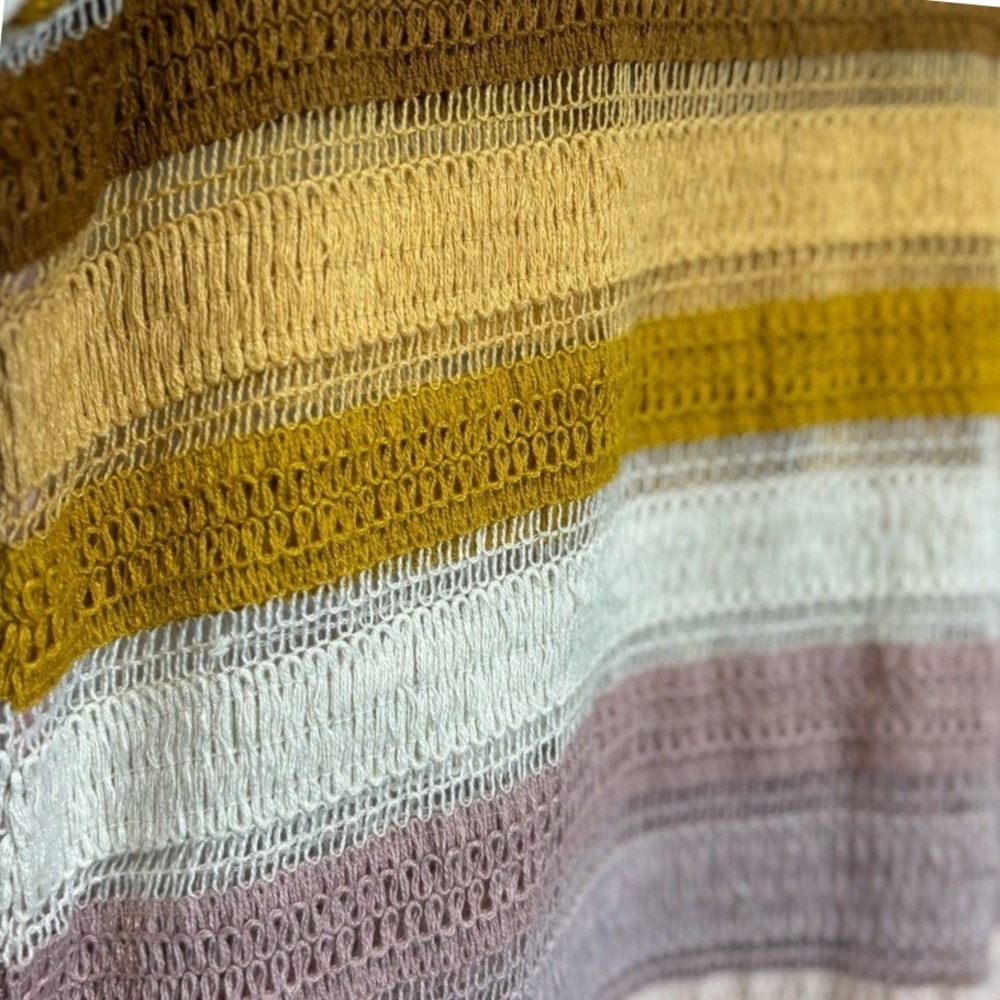 Soft Surroundings Crochet Knit Sweater Lightweight Striped Boho Grannycore PXL - Picture 4 of 7